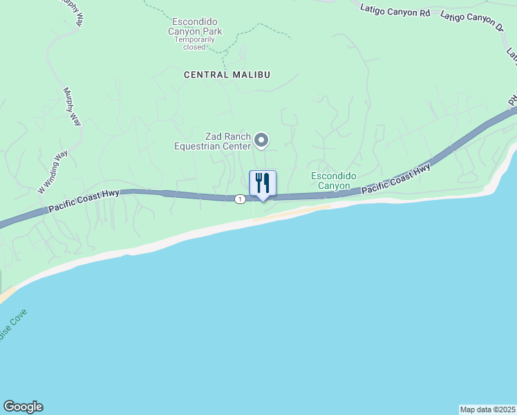 map of restaurants, bars, coffee shops, grocery stores, and more near 27400 Pacific Coast Highway in Malibu