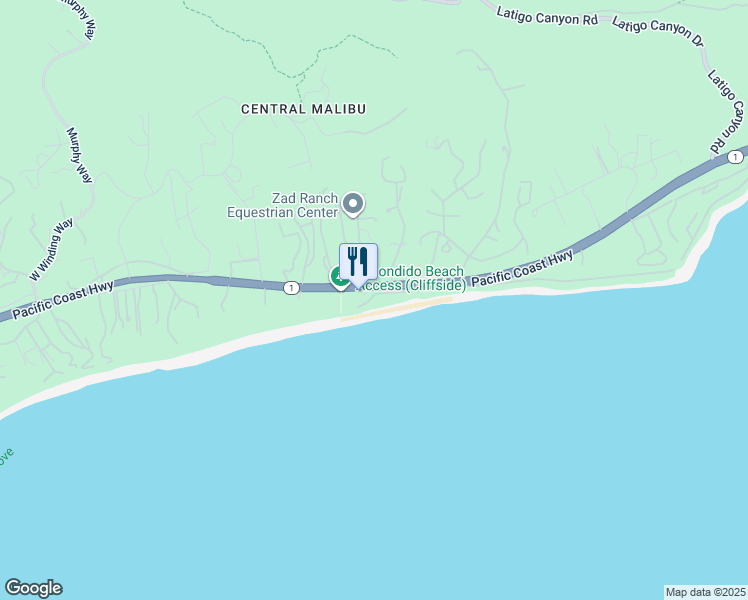 map of restaurants, bars, coffee shops, grocery stores, and more near 27360 Pacific Coast Highway in Malibu