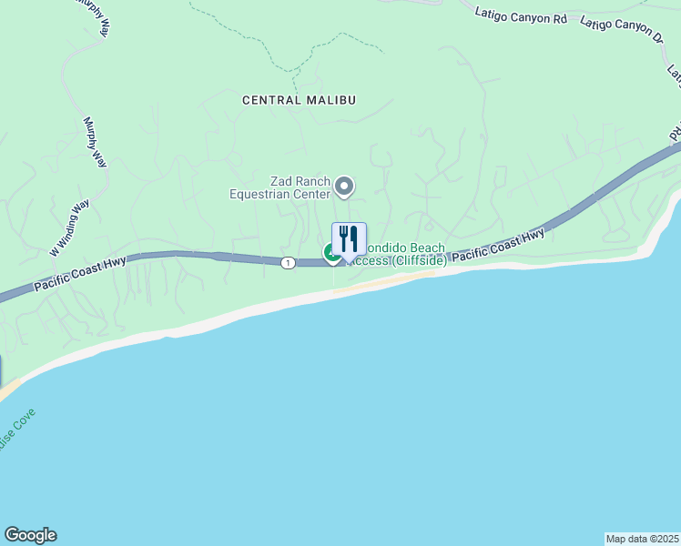 map of restaurants, bars, coffee shops, grocery stores, and more near 27360 Pacific Coast Highway in Malibu