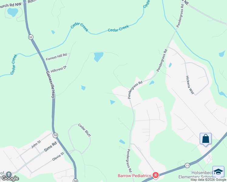 map of restaurants, bars, coffee shops, grocery stores, and more near 452 Pendergrass Road in Winder