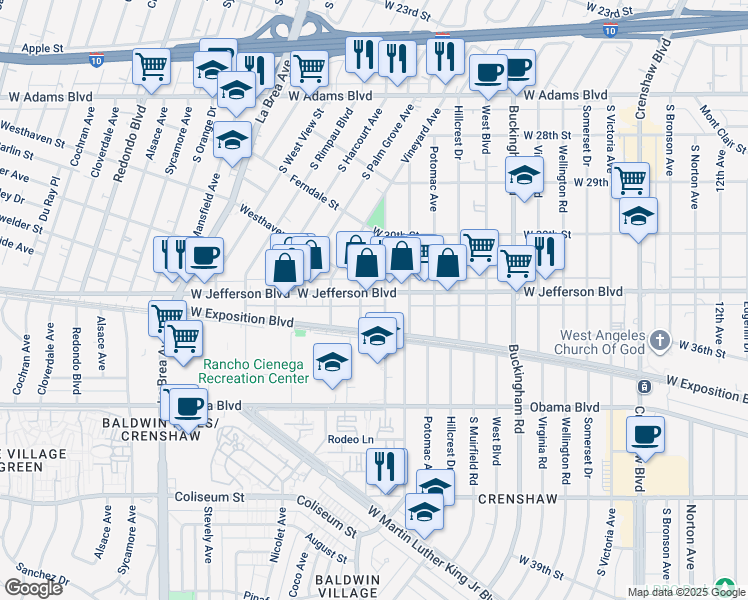 map of restaurants, bars, coffee shops, grocery stores, and more near 3062 Field Avenue in Los Angeles