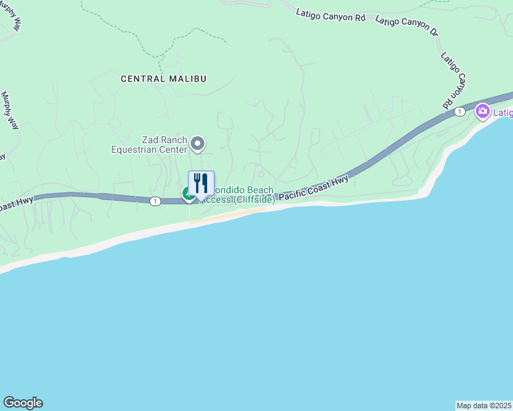 map of restaurants, bars, coffee shops, grocery stores, and more near 27208 Pacific Coast Highway in Malibu