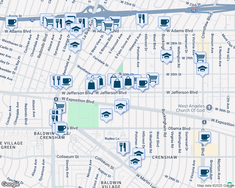 map of restaurants, bars, coffee shops, grocery stores, and more near 3062 Field Avenue in Los Angeles