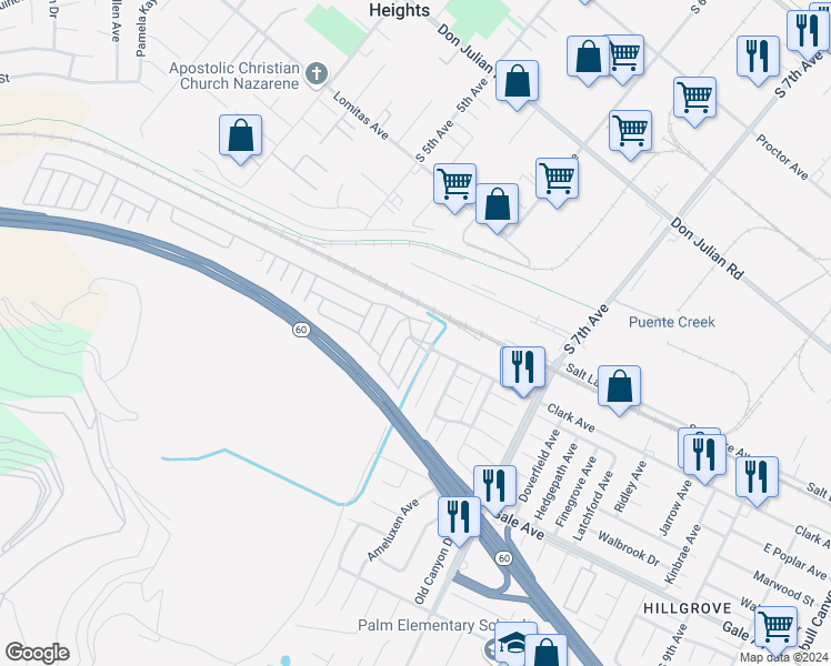 map of restaurants, bars, coffee shops, grocery stores, and more near in City of Industry