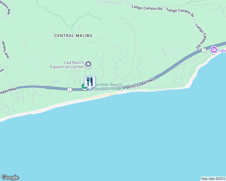 map of restaurants, bars, coffee shops, grocery stores, and more near 27212 Pacific Coast Highway in Malibu