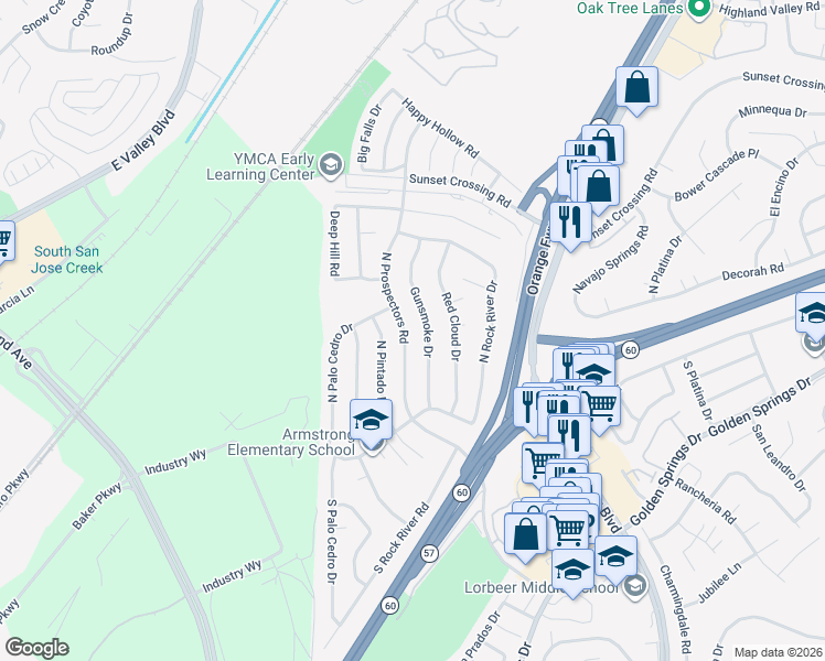map of restaurants, bars, coffee shops, grocery stores, and more near 324 Gunsmoke Drive in Diamond Bar