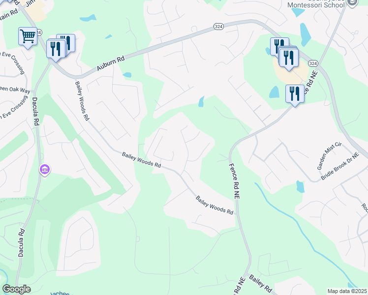 map of restaurants, bars, coffee shops, grocery stores, and more near 3330 Stratton Lane in Dacula