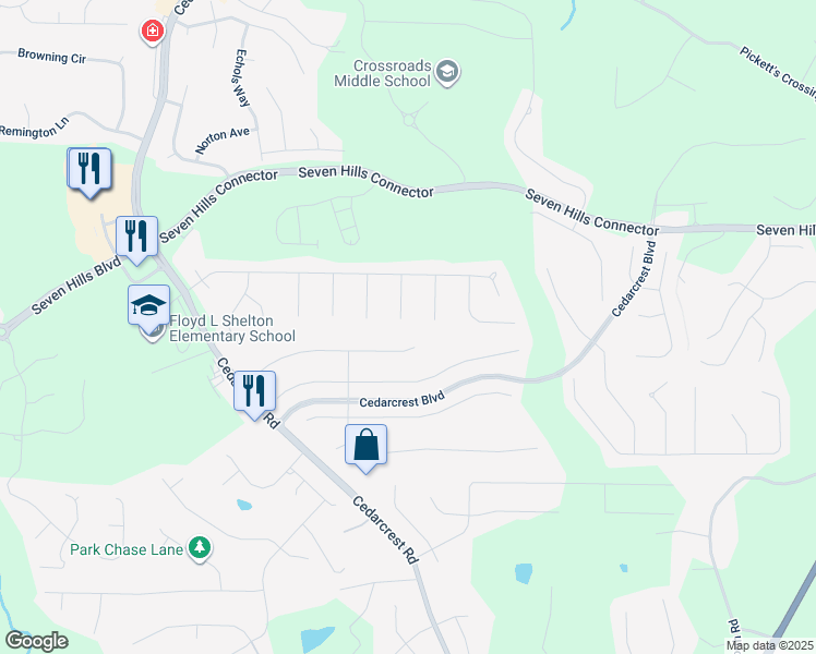 map of restaurants, bars, coffee shops, grocery stores, and more near 101 Misty Oak Lane in Dallas