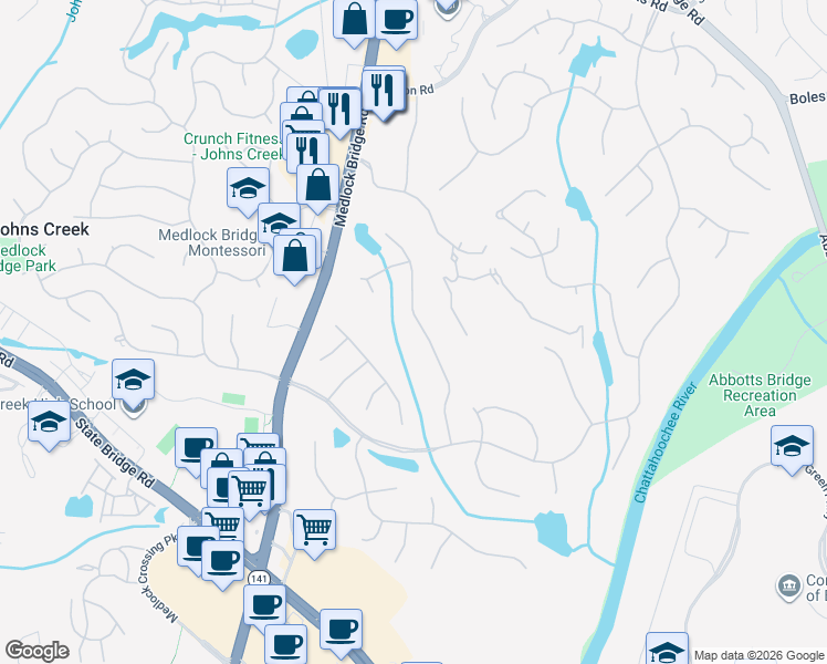 map of restaurants, bars, coffee shops, grocery stores, and more near 1815 Ballybunion Drive in Duluth