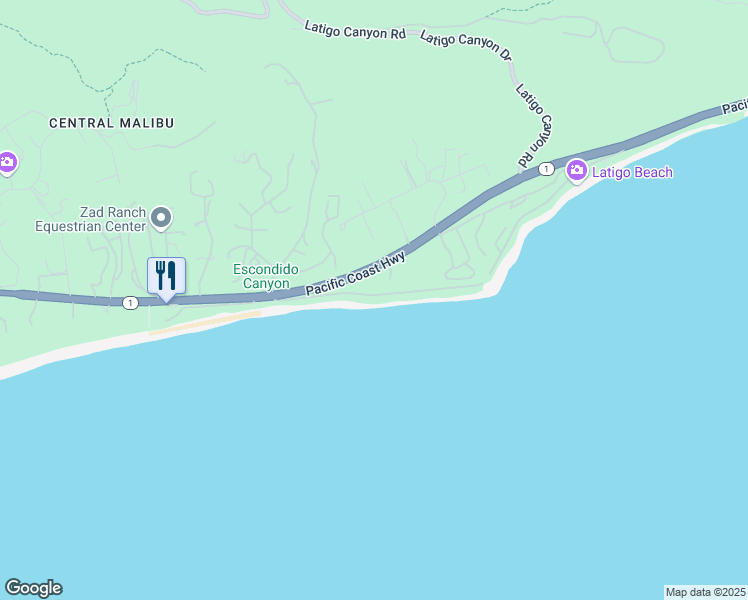 map of restaurants, bars, coffee shops, grocery stores, and more near 26960 Pacific Coast Highway in Malibu