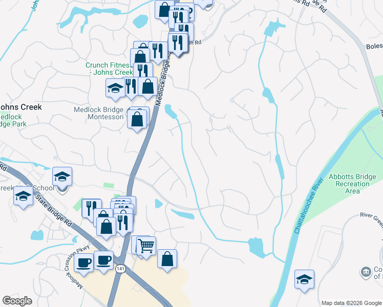 map of restaurants, bars, coffee shops, grocery stores, and more near 1815 Ballybunion Drive in Duluth