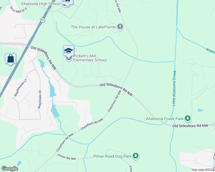 map of restaurants, bars, coffee shops, grocery stores, and more near 6110 Old Stilesboro Road Northwest in Acworth