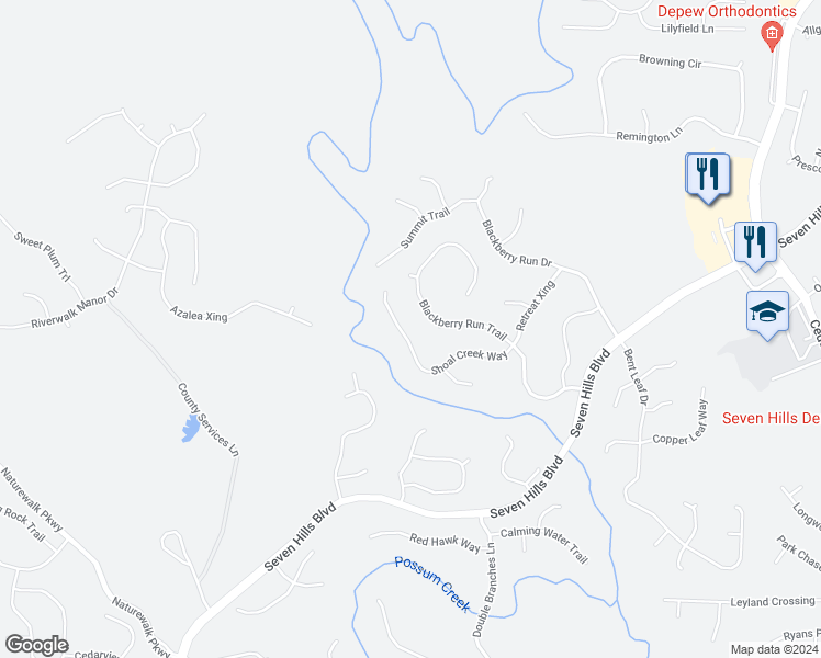 map of restaurants, bars, coffee shops, grocery stores, and more near 322 Shoal Creek Way in Dallas