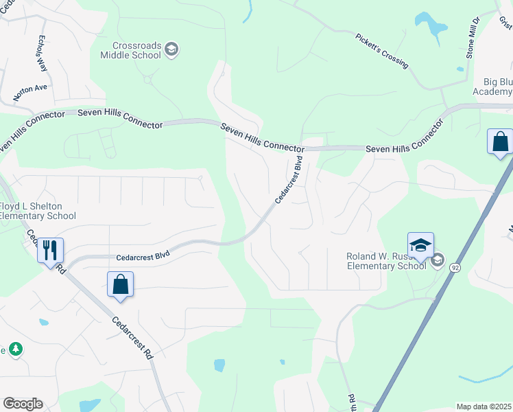 map of restaurants, bars, coffee shops, grocery stores, and more near 27 Parkcrest Crossing in Dallas