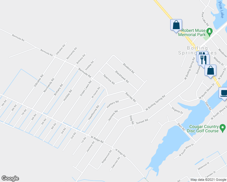 map of restaurants, bars, coffee shops, grocery stores, and more near 260 Barclay Road in Southport