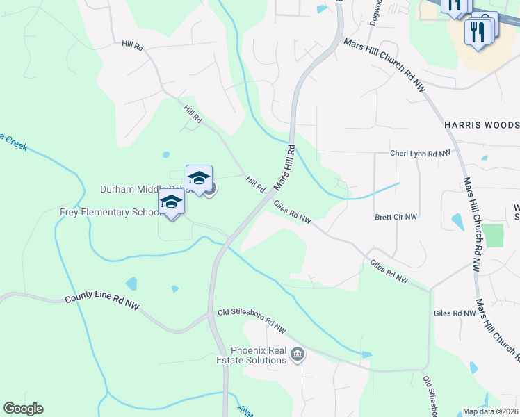 map of restaurants, bars, coffee shops, grocery stores, and more near 2935 Mars Hill Road in Acworth