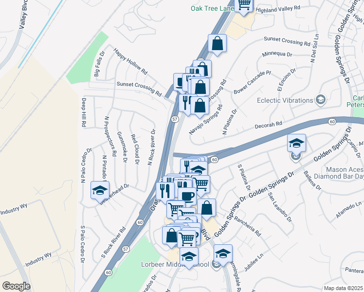 map of restaurants, bars, coffee shops, grocery stores, and more near 338-498 N Diamond Bar Blvd in Diamond Bar