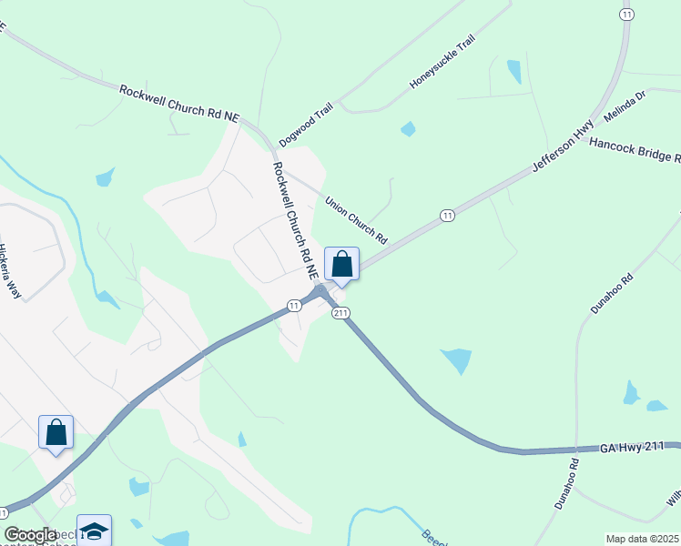 map of restaurants, bars, coffee shops, grocery stores, and more near 878 Jefferson Highway in Winder