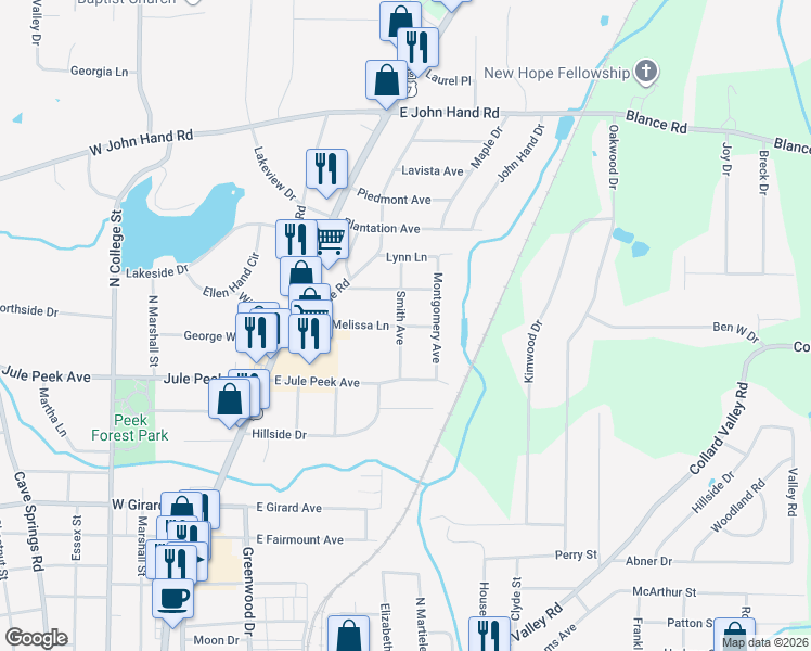 map of restaurants, bars, coffee shops, grocery stores, and more near 712 Smith Avenue in Cedartown