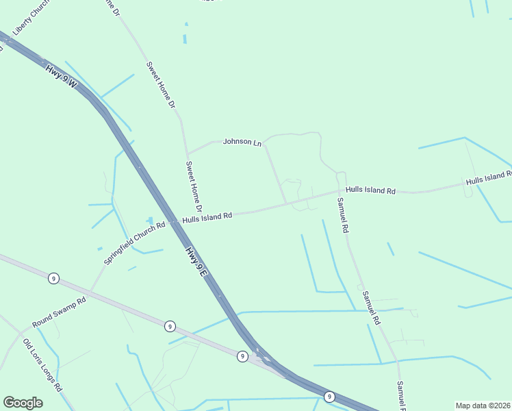 map of restaurants, bars, coffee shops, grocery stores, and more near 327 Johnson Lane in Loris