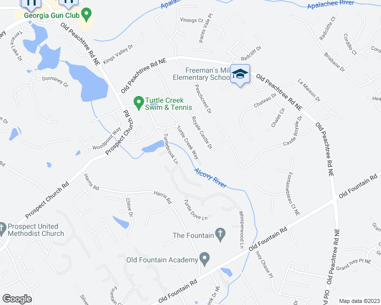 map of restaurants, bars, coffee shops, grocery stores, and more near 2295 Turtle Creek Way in Lawrenceville