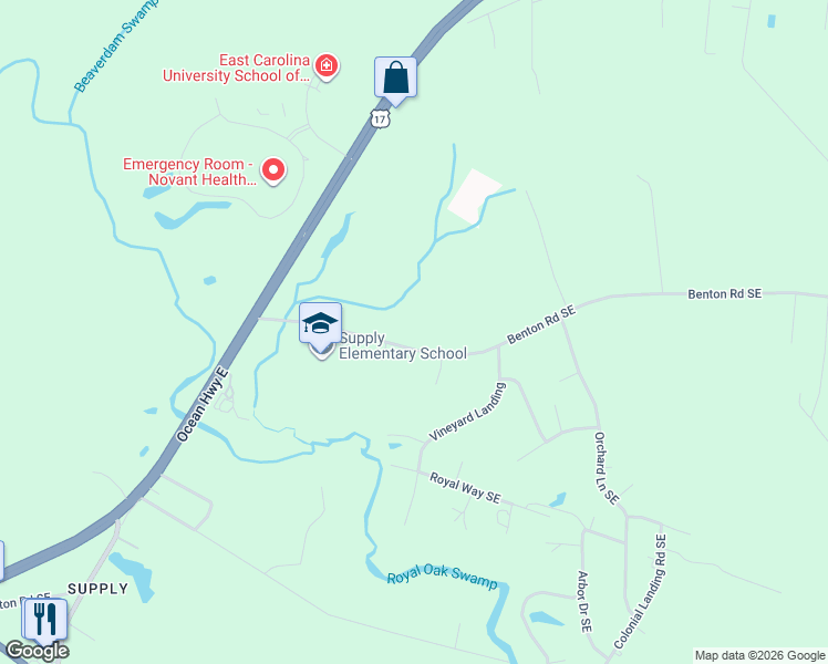 map of restaurants, bars, coffee shops, grocery stores, and more near 130 Benton Road Southeast in Bolivia