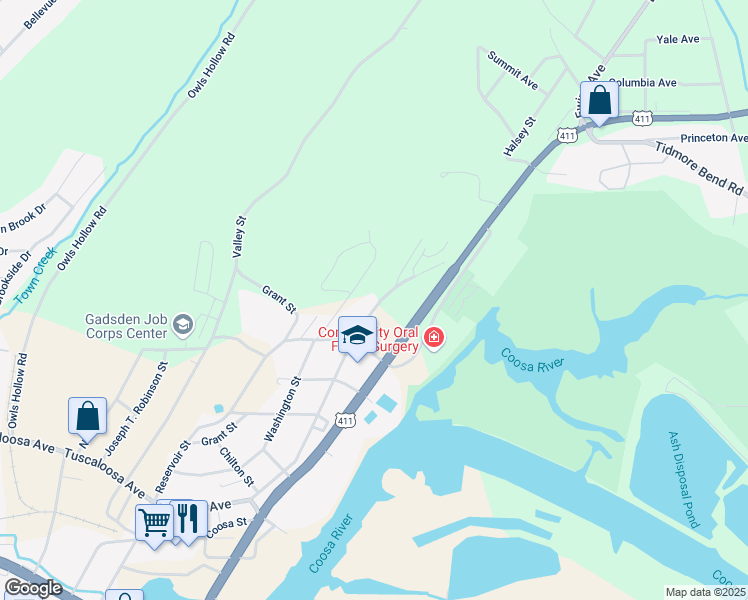 map of restaurants, bars, coffee shops, grocery stores, and more near 622 Ewing Avenue in Gadsden