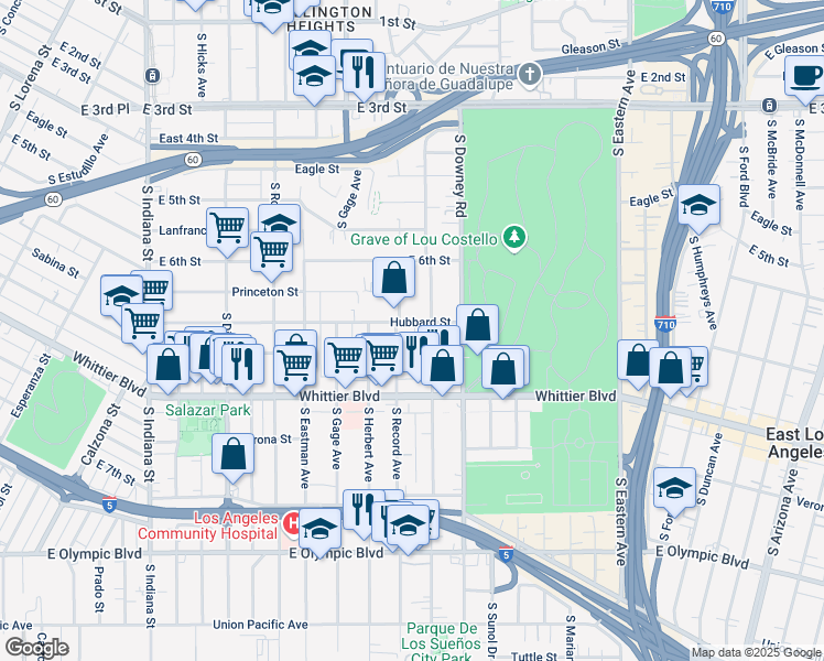 map of restaurants, bars, coffee shops, grocery stores, and more near 4122 Hubbard Street in Los Angeles