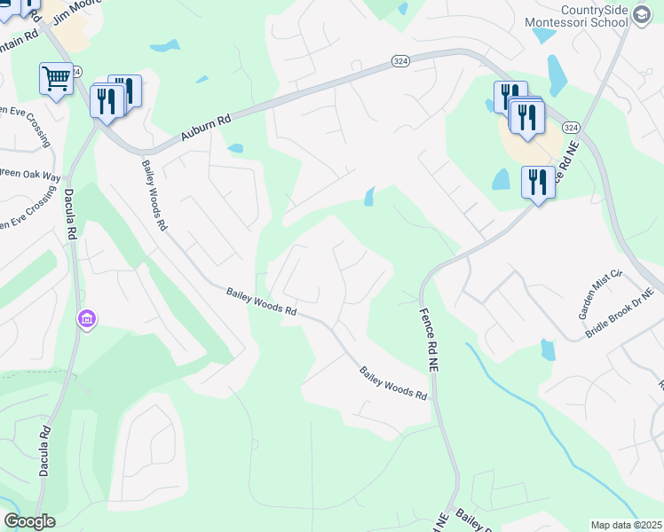 map of restaurants, bars, coffee shops, grocery stores, and more near 3330 Stratton Lane in Dacula