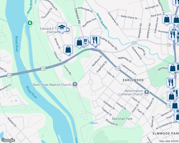 map of restaurants, bars, coffee shops, grocery stores, and more near 313 Laurel Hill Lane in Columbia