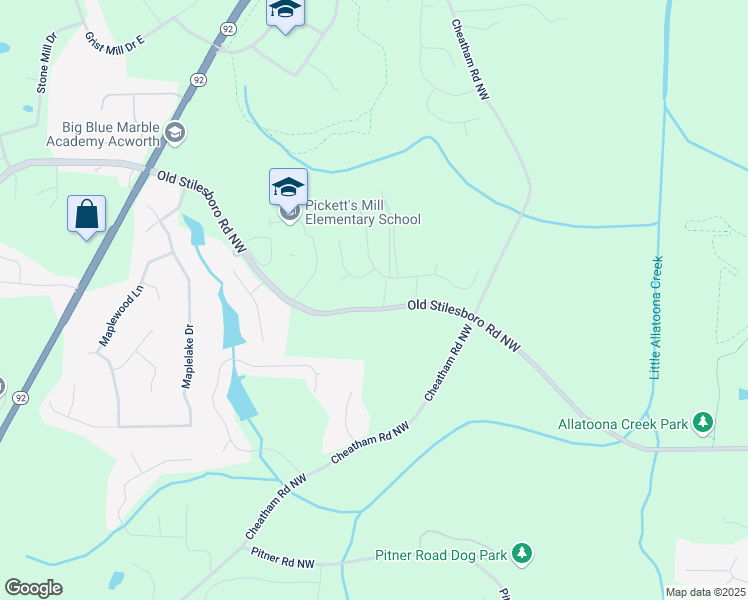map of restaurants, bars, coffee shops, grocery stores, and more near 6218 Old Stilesboro Road Northwest in Acworth