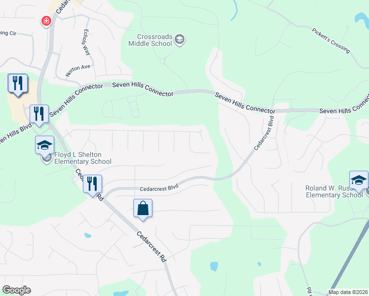 map of restaurants, bars, coffee shops, grocery stores, and more near 83 Arbor Oak Place in Dallas