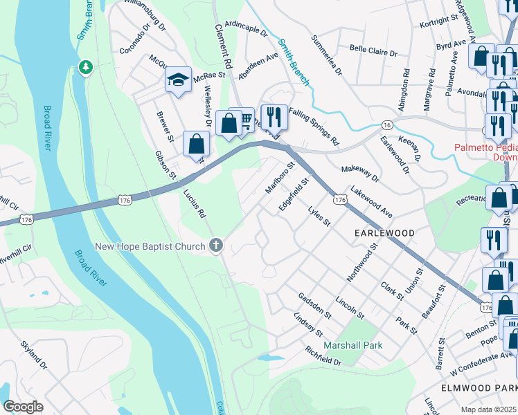 map of restaurants, bars, coffee shops, grocery stores, and more near 313 Laurel Hill Lane in Columbia