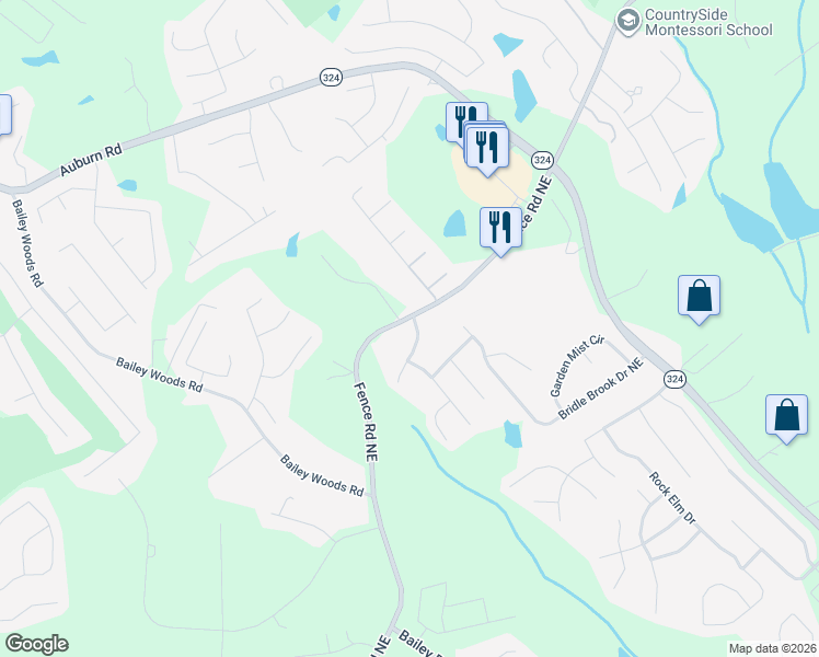 map of restaurants, bars, coffee shops, grocery stores, and more near 796 Bridle Creek Way in Auburn