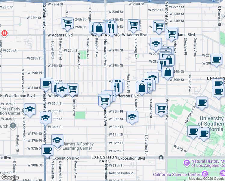 map of restaurants, bars, coffee shops, grocery stores, and more near 3116 Kenwood Avenue in Los Angeles