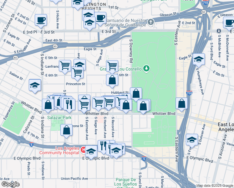 map of restaurants, bars, coffee shops, grocery stores, and more near 4122 Hubbard Street in Los Angeles