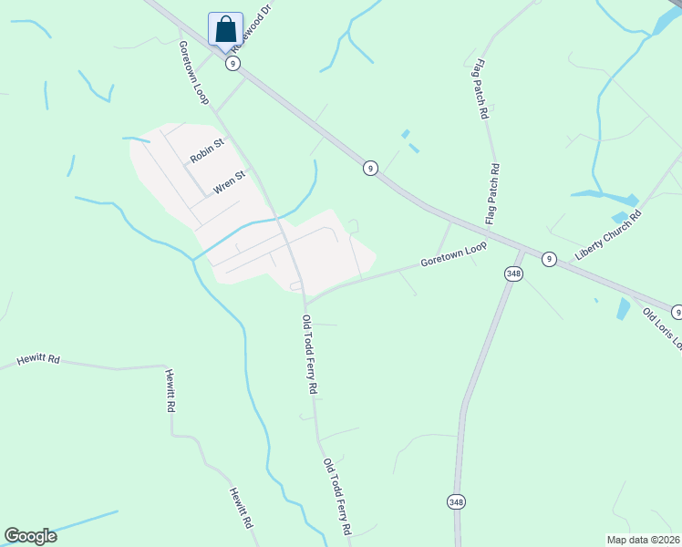 map of restaurants, bars, coffee shops, grocery stores, and more near 318 Goretown Loop in Loris
