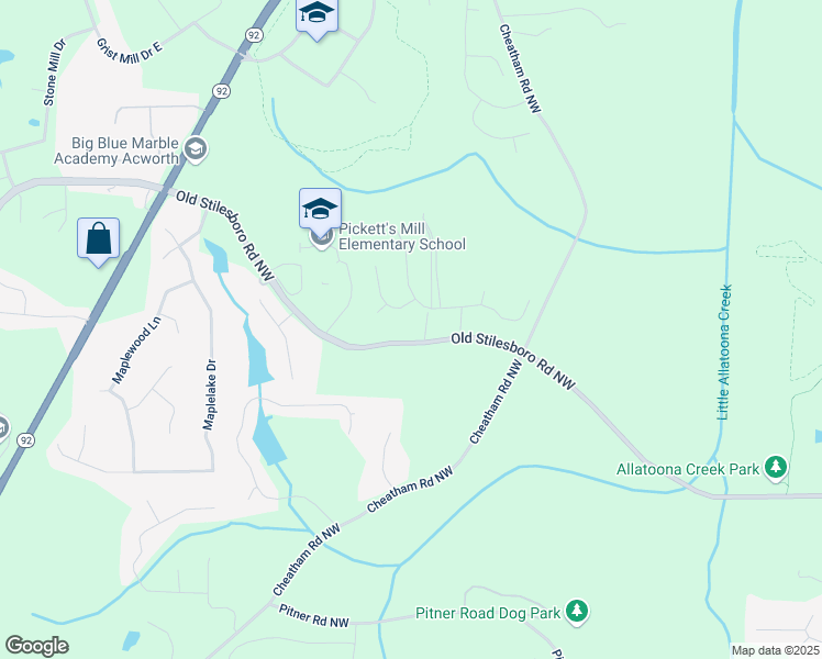 map of restaurants, bars, coffee shops, grocery stores, and more near 6218 Old Stilesboro Road Northwest in Acworth