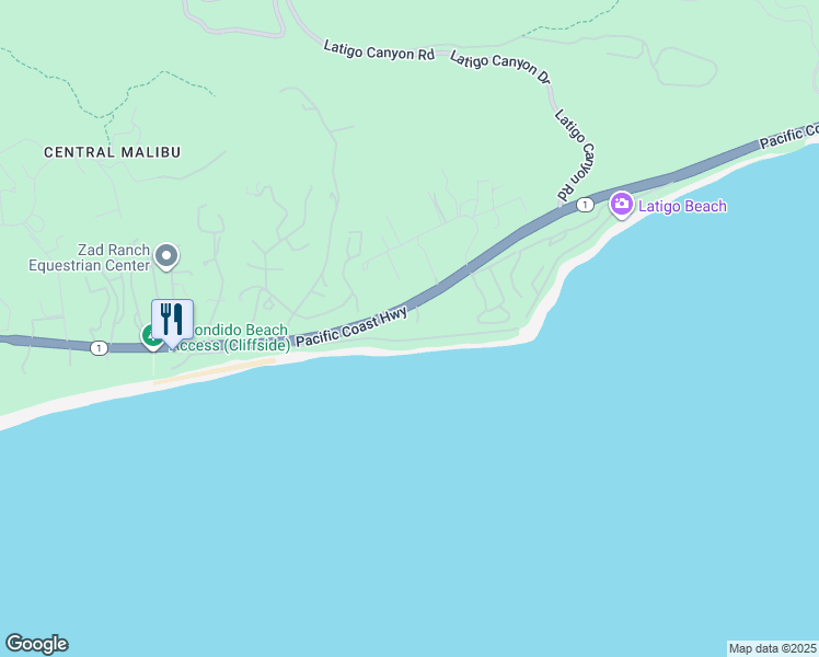 map of restaurants, bars, coffee shops, grocery stores, and more near 26946 Pacific Coast Highway in Malibu