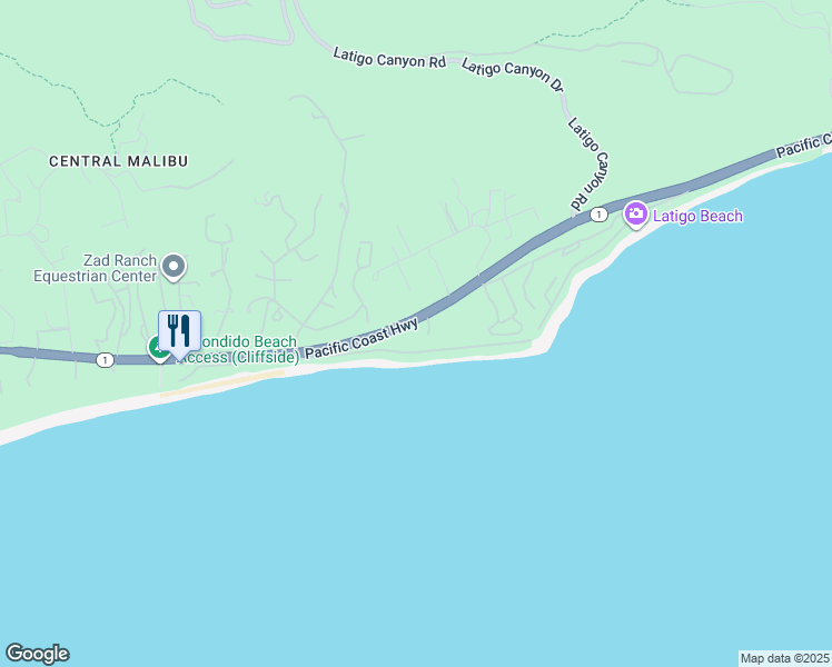 map of restaurants, bars, coffee shops, grocery stores, and more near 26946 Pacific Coast Highway in Malibu