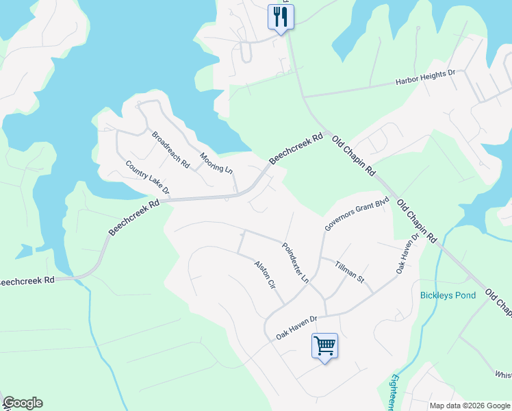 map of restaurants, bars, coffee shops, grocery stores, and more near 112 Moontide Court in Lexington