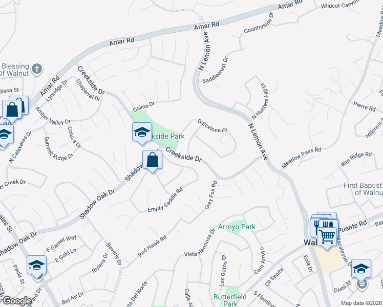 map of restaurants, bars, coffee shops, grocery stores, and more near 804 San Nicholas Drive in Walnut