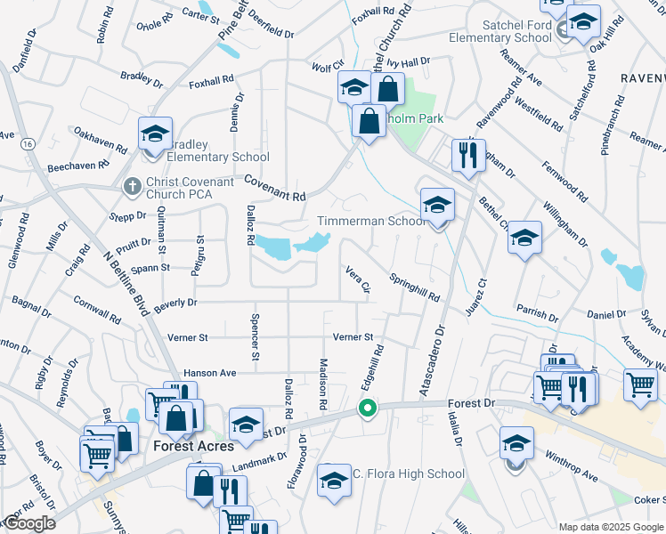 map of restaurants, bars, coffee shops, grocery stores, and more near 3920 Dubose Drive in Columbia