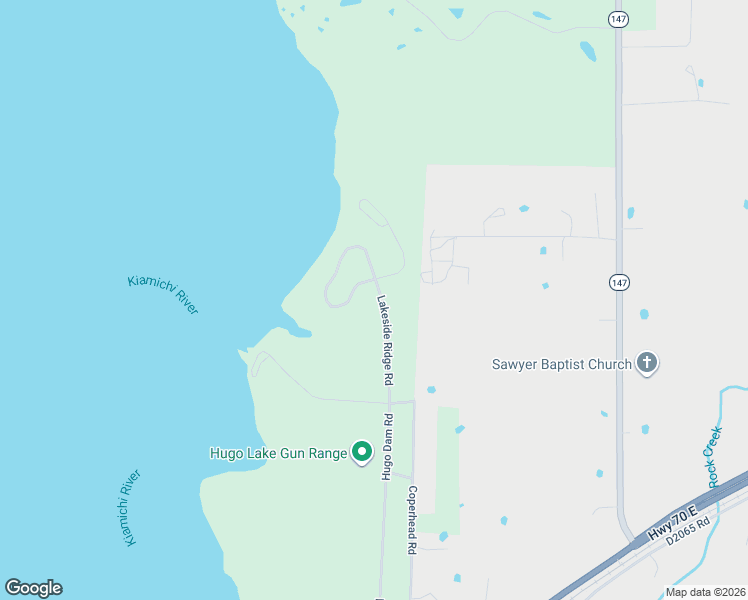 map of restaurants, bars, coffee shops, grocery stores, and more near Lakeside Ridge Road in Hugo