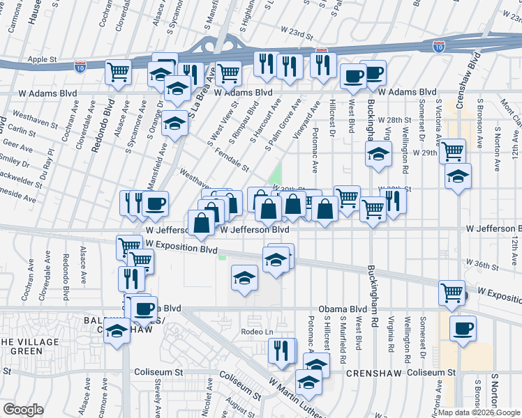 map of restaurants, bars, coffee shops, grocery stores, and more near 3062 Field Avenue in Los Angeles