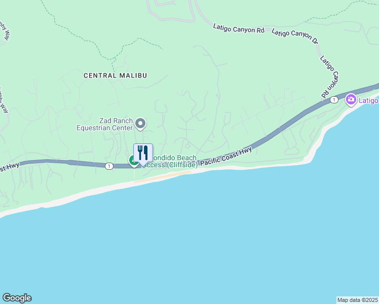map of restaurants, bars, coffee shops, grocery stores, and more near in Malibu