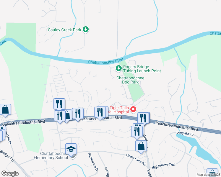 map of restaurants, bars, coffee shops, grocery stores, and more near 2962 Girard lane in Duluth