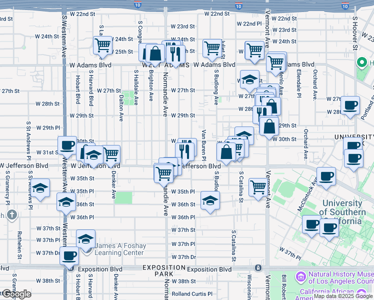 map of restaurants, bars, coffee shops, grocery stores, and more near 3021 Raymond Avenue in Los Angeles