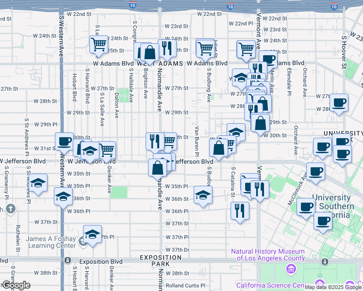 map of restaurants, bars, coffee shops, grocery stores, and more near 3019 Raymond Avenue in Los Angeles