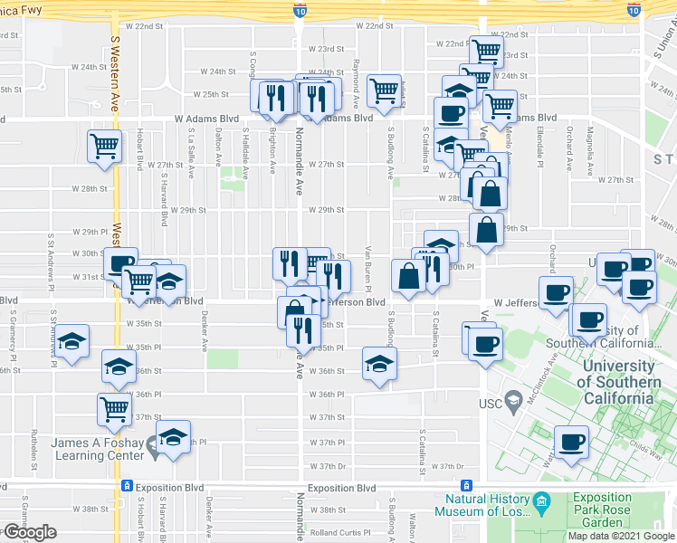 map of restaurants, bars, coffee shops, grocery stores, and more near 3116 Kenwood Avenue in Los Angeles